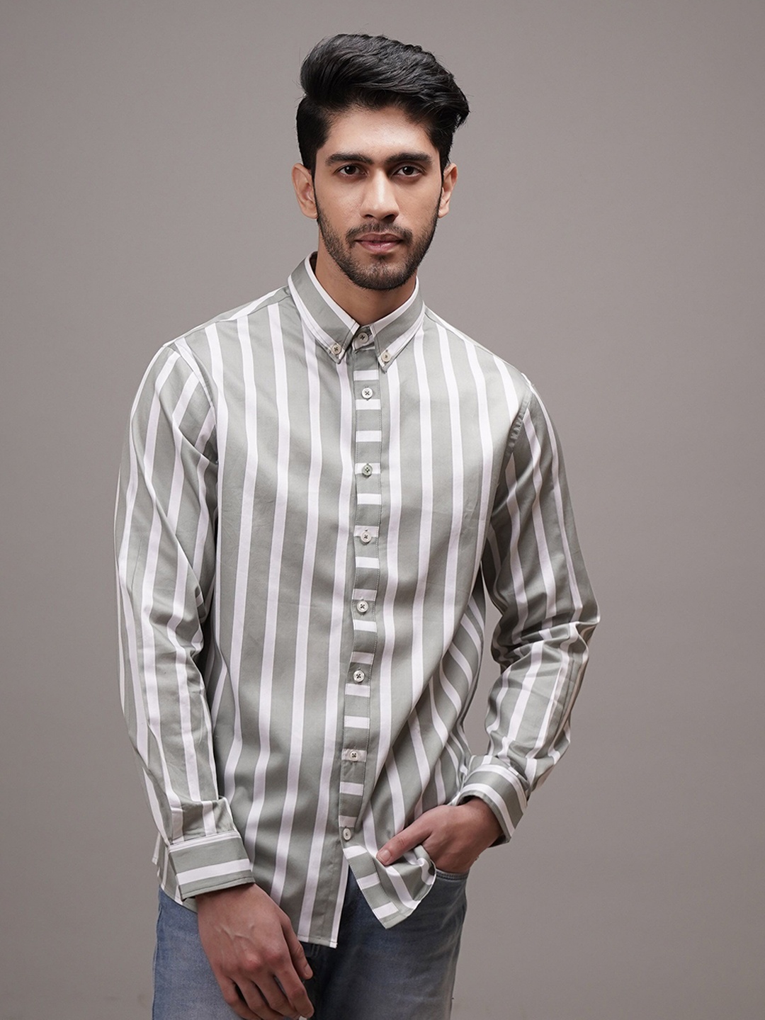 CLUBHAVANA Men Comfort Button-Down Collar Vertical Striped Cotton Casual Shirt, White
CLUBHAVANA Men Comfort Button-Down Collar Vertical Striped Cotton Casual Shirt, White