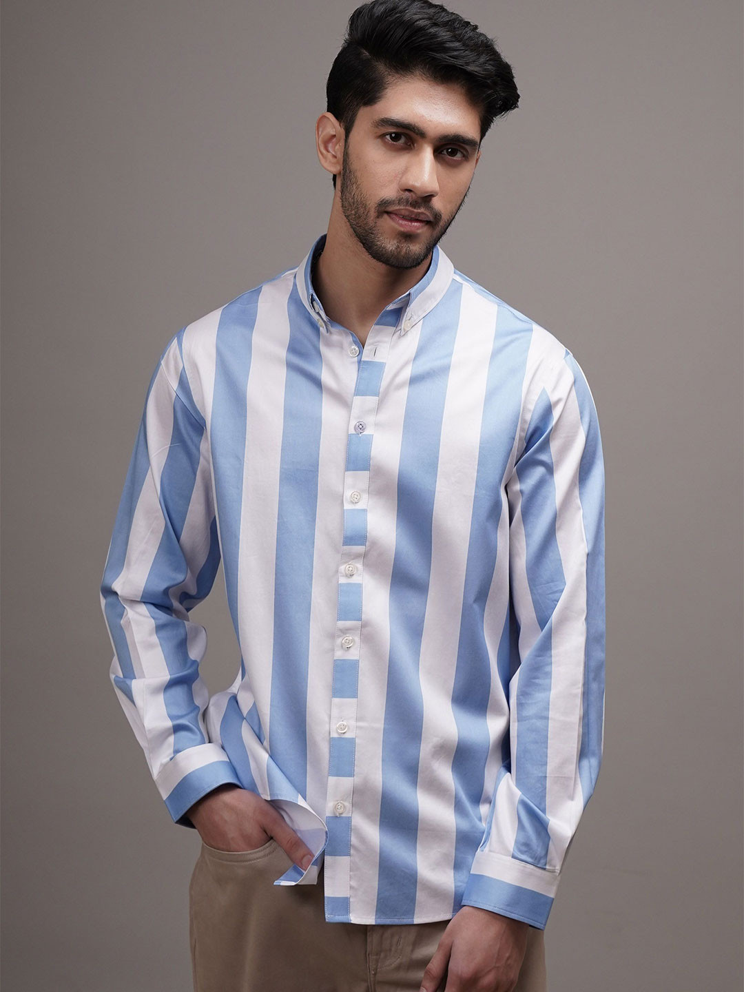CLUBHAVANA Men Comfort Button-Down Collar Vertical Striped Cotton Casual Shirt, Blue
CLUBHAVANA Men Comfort Button-Down Collar Vertical Striped Cotton Casual Shirt, Blue