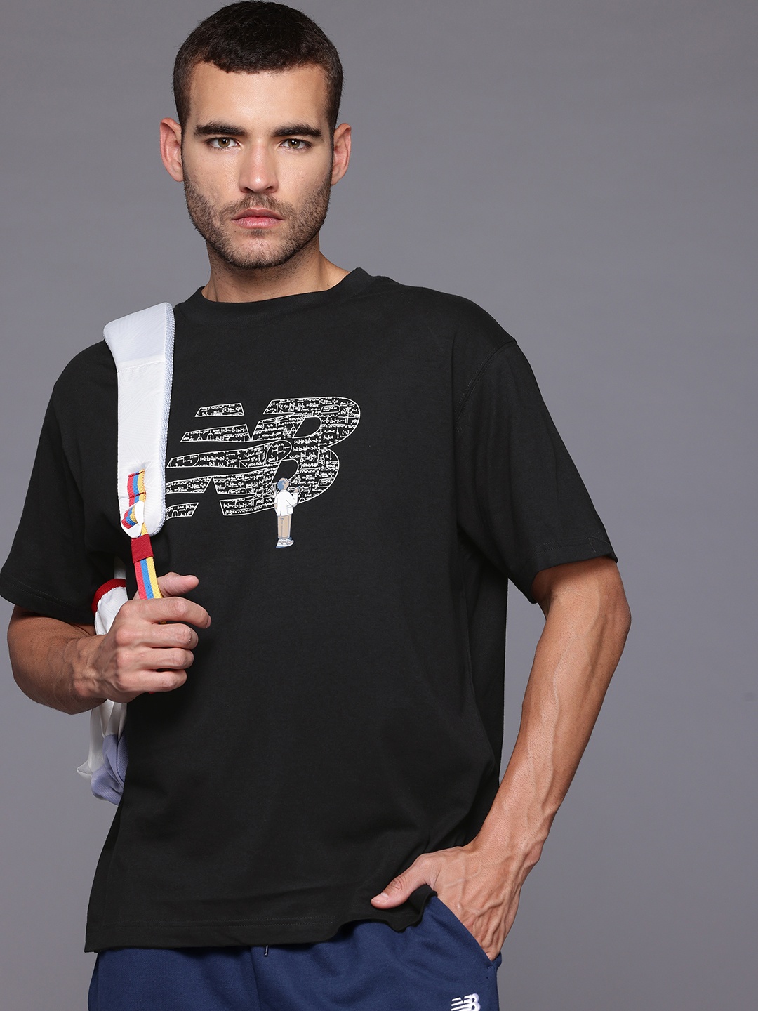 New Balance Brand Logo Print Drop-Sleeves Pure Cotton Relaxed Fit Athleisure T-shirt, Black
New Balance Brand Logo Print Drop-Sleeves Pure Cotton Relaxed Fit Athleisure T-shirt, Black