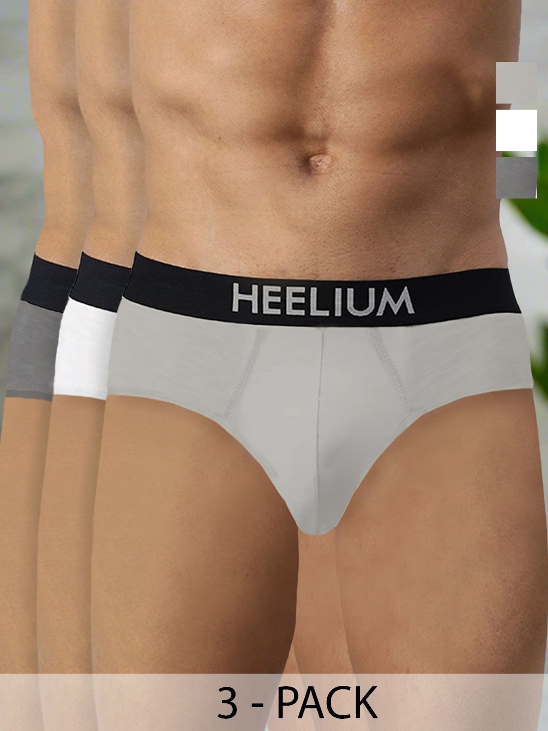 Heelium Men Pack Of 3 Bamboo Super Soft & Odour Free Comfort Fit Briefs P3-BRIEF-DGWHTLG-S, Grey
Heelium Men Pack Of 3 Bamboo Super Soft & Odour Free Comfort Fit Briefs P3-BRIEF-DGWHTLG-S, Grey