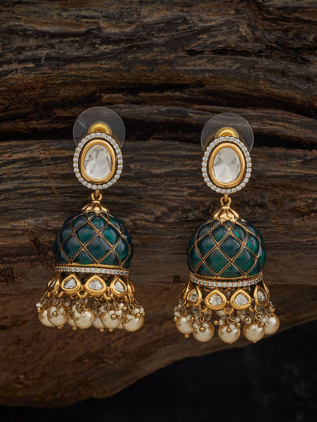 Kushal's Fashion Jewellery Victorian Plated Dome Shaped Kundan Jhumkas Earrings, Green
Kushal's Fashion Jewellery Victorian Plated Dome Shaped Kundan Jhumkas Earrings, Green