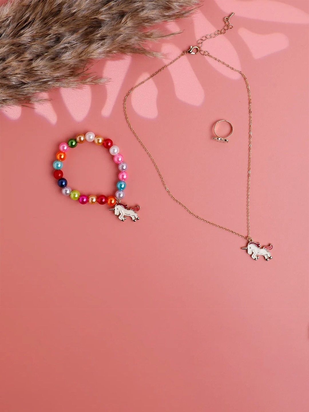 Jewelz Girls Unicorn Artificial Stones and Beads Necklace & Bracelet With Finger Ring Set, Pink
Jewelz Girls Unicorn Artificial Stones and Beads Necklace & Bracelet With Finger Ring Set, Pink