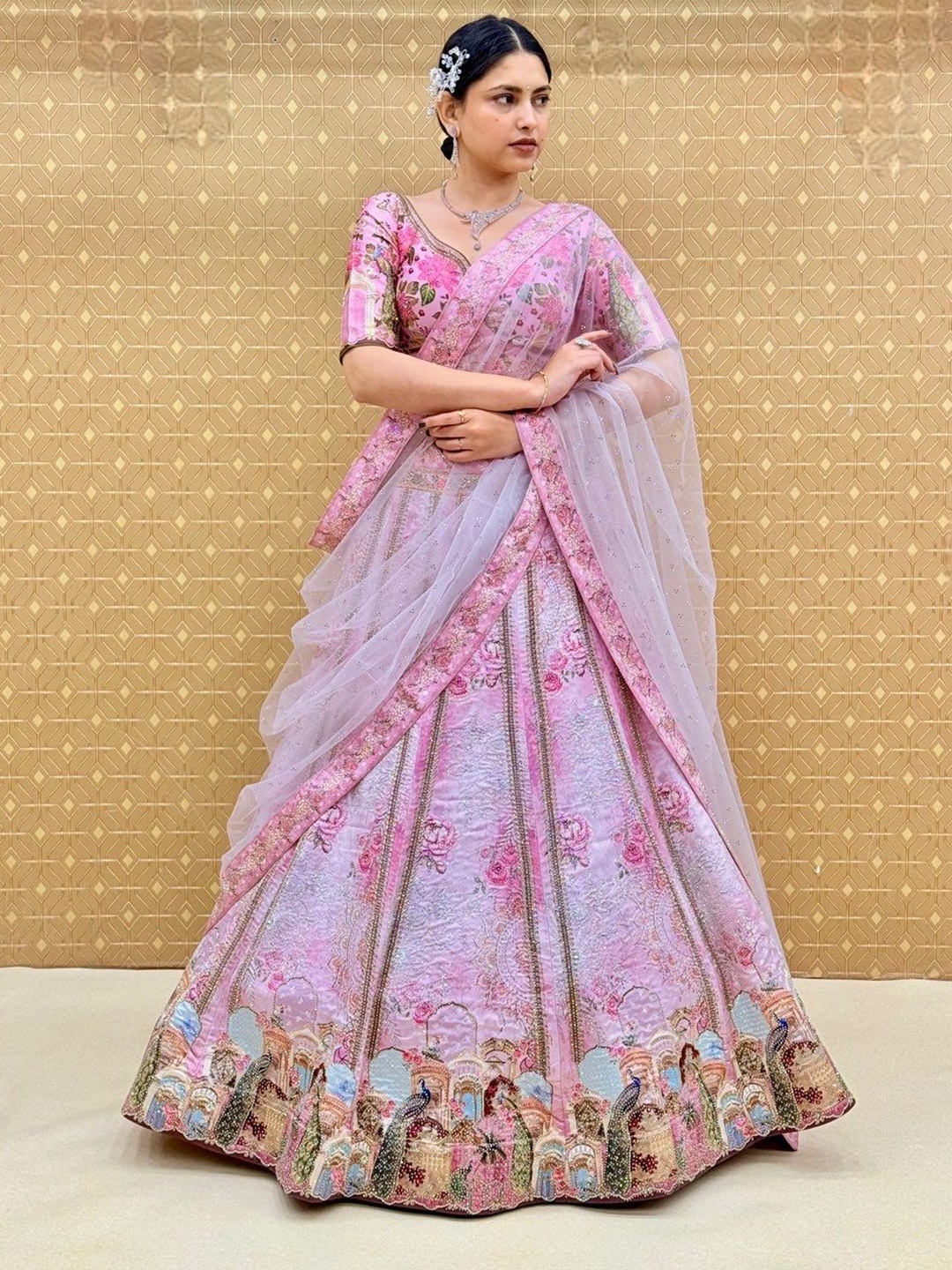 KUNDAN FAB Printed Beads and Stones Ready to Wear Lehenga & Blouse With Dupatta, Pink
KUNDAN FAB Printed Beads and Stones Ready to Wear Lehenga & Blouse With Dupatta, Pink