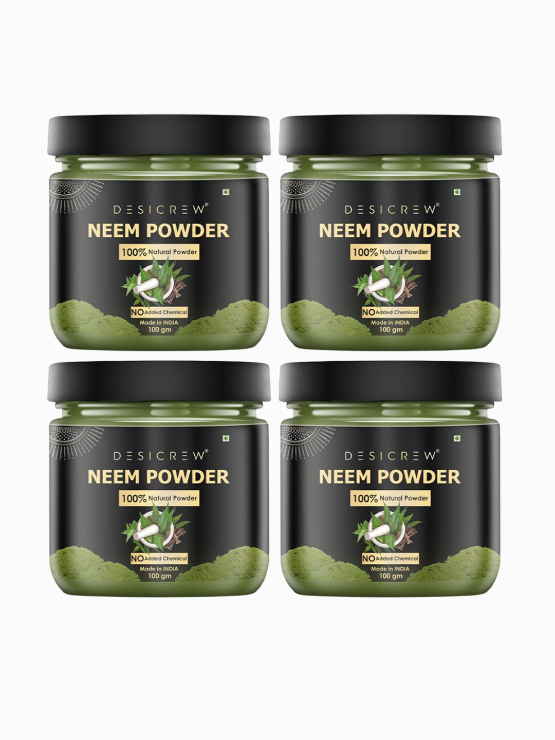 Desi Crew Set Of 4 100% Natural & Pure Wild Neem Leaves Powder - 100 g Each, Green
Desi Crew Set Of 4 100% Natural & Pure Wild Neem Leaves Powder - 100 g Each, Green