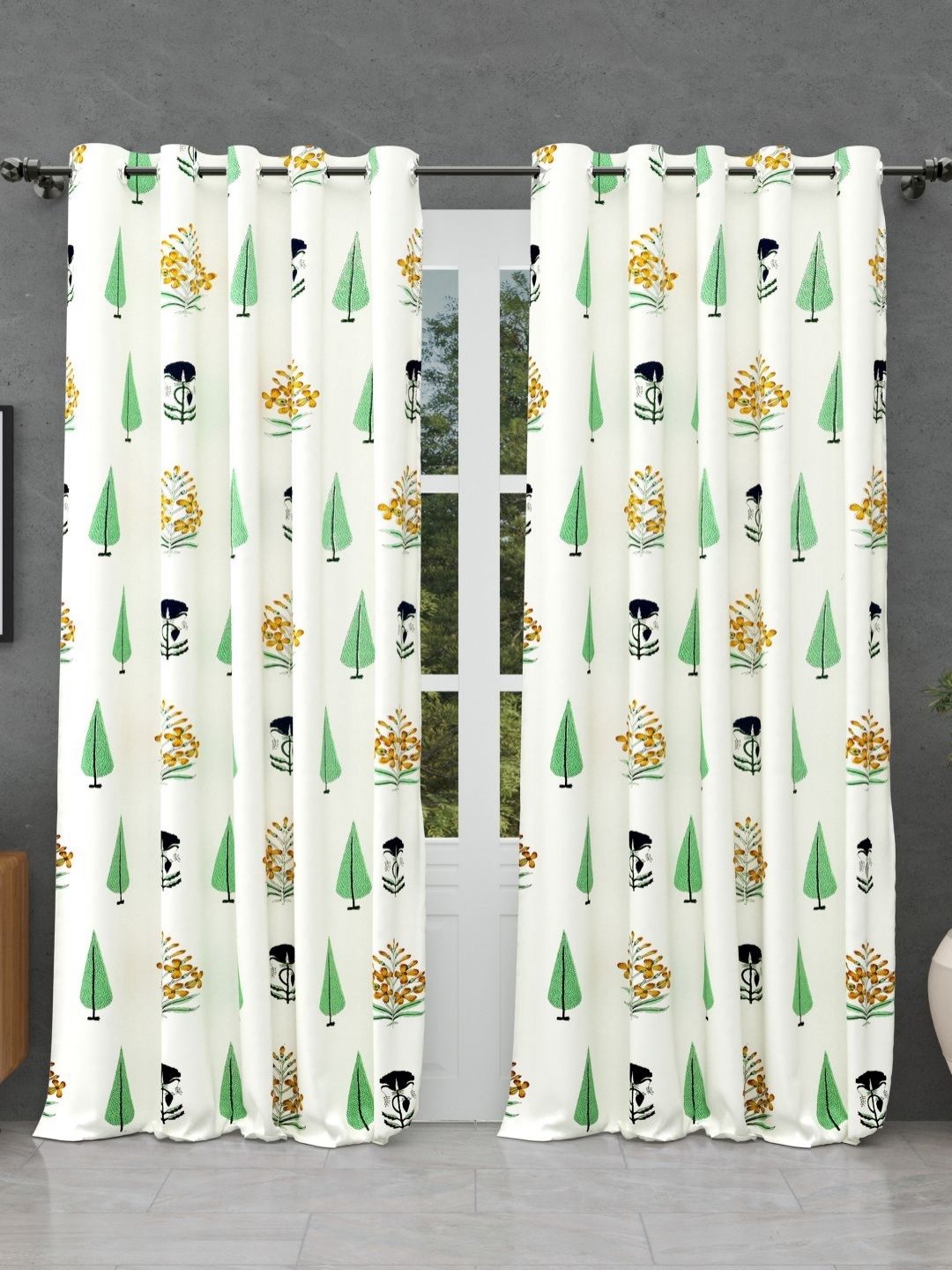 BED-SHEET.COM Lime Green & White 2 Pieces Floral Printed Cotton Window Curtains
BED-SHEET.COM Lime Green & White 2 Pieces Floral Printed Cotton Window Curtains