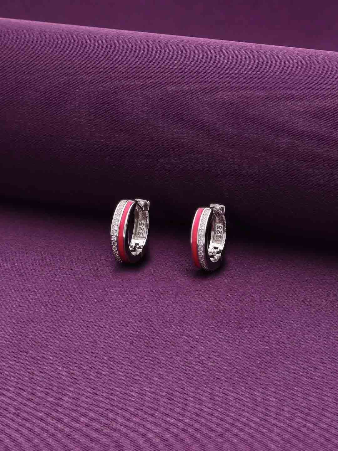 KAI JEWEL Rhodium-Plated Sterling Silver Contemporary Artificial Stones Hoop Earrings
KAI JEWEL Rhodium-Plated Sterling Silver Contemporary Artificial Stones Hoop Earrings