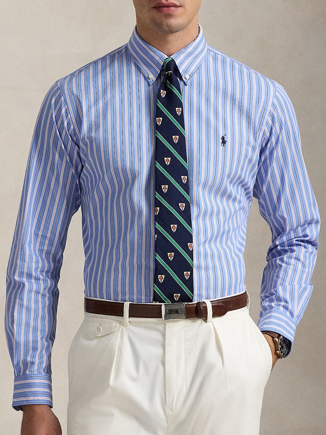 Polo Ralph Lauren Men Button-Down Collar Vertical Striped Cotton Formal Shirt, Blue
Polo Ralph Lauren Men Button-Down Collar Vertical Striped Cotton Formal Shirt, Blue