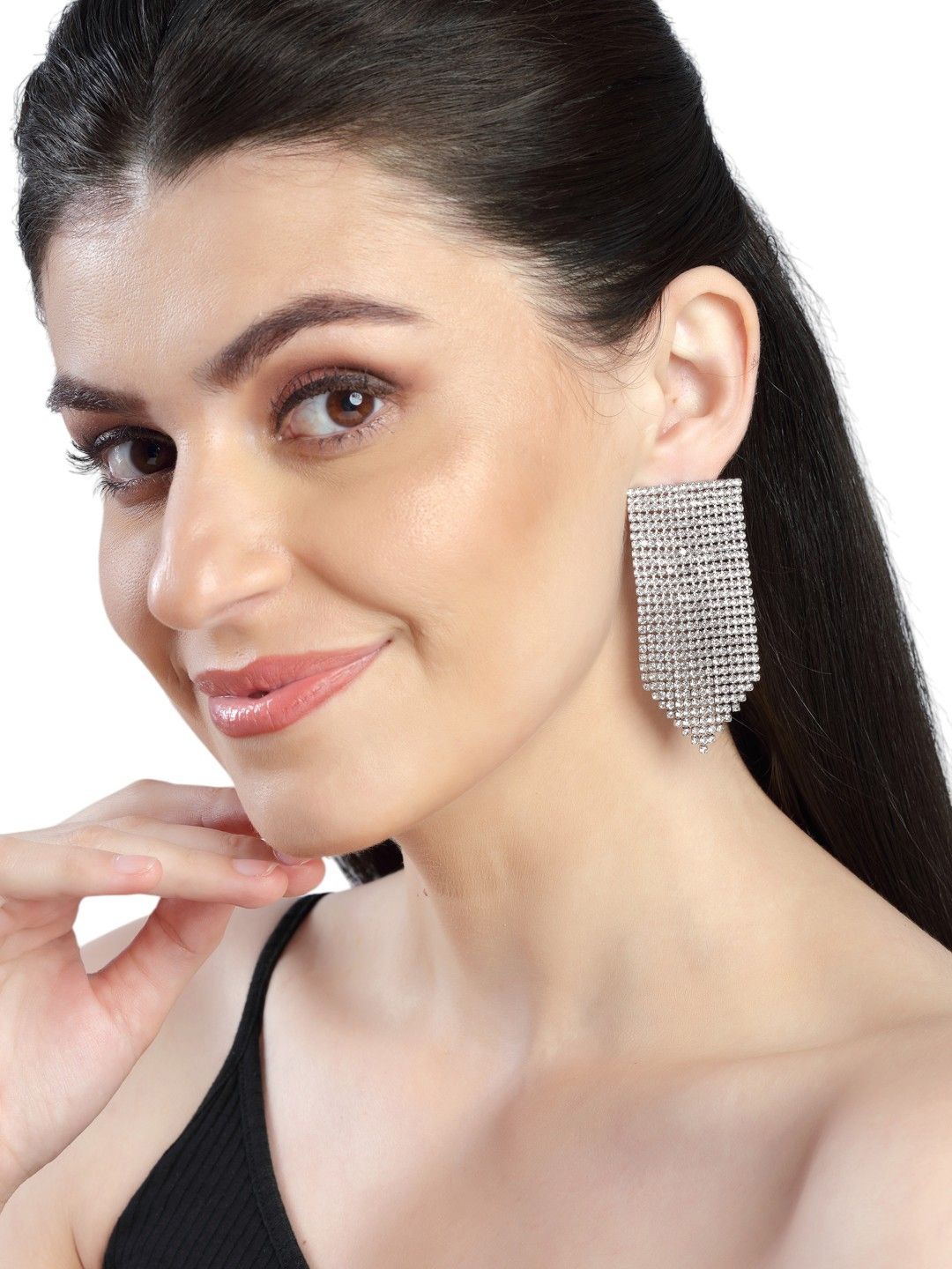 DressBerry Silver-Plated Rhinestones Studded Contemporary Shaped Tasselled Drop Earrings
DressBerry Silver-Plated Rhinestones Studded Contemporary Shaped Tasselled Drop Earrings