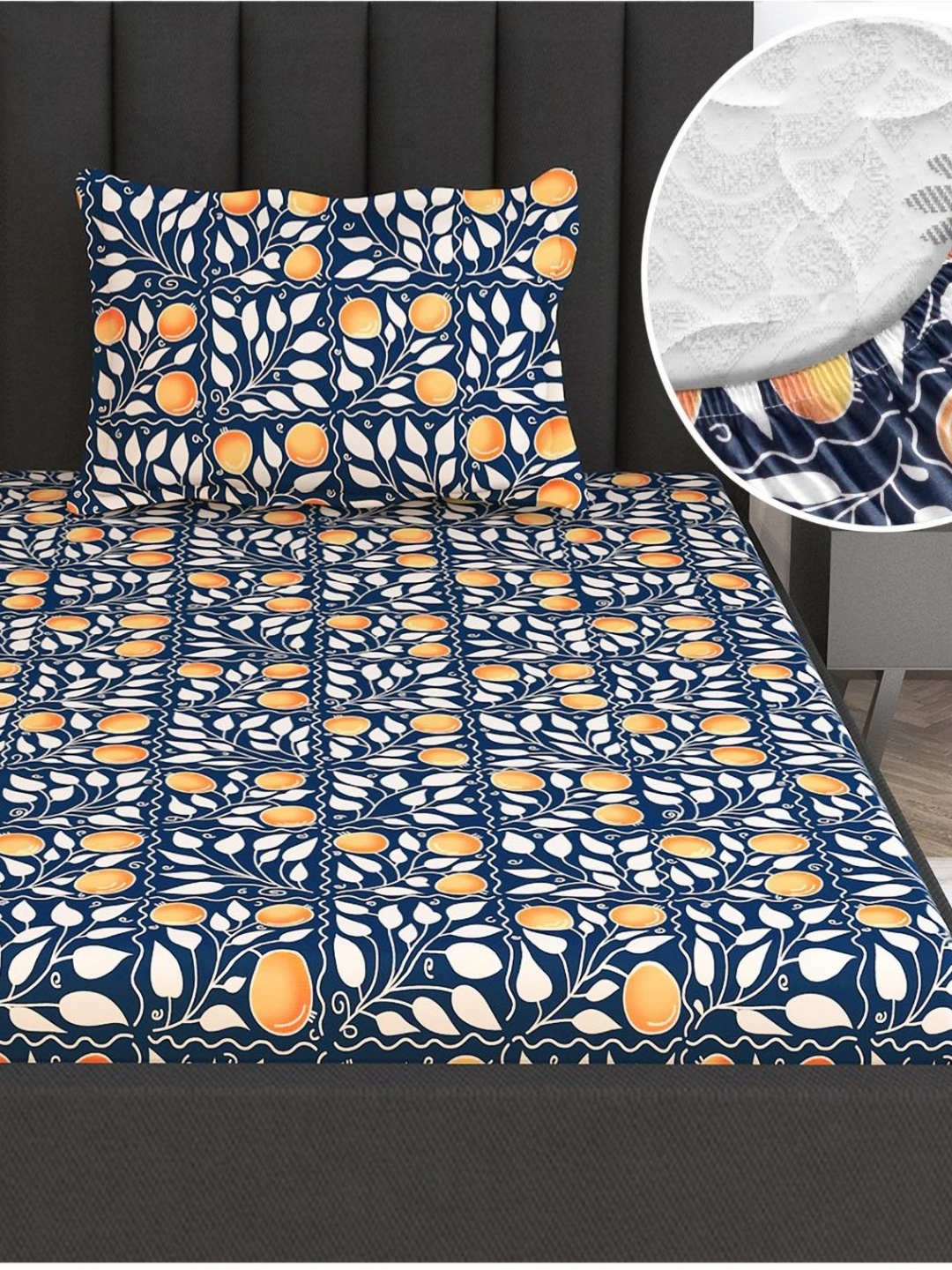 Divine Casa Modern Navy Blue Floral Printed Cotton 144TC Single Bedsheet Set 1.98 m x 90cm
Divine Casa Modern Navy Blue Floral Printed Cotton 144TC Single Bedsheet Set 1.98 m x 90cm