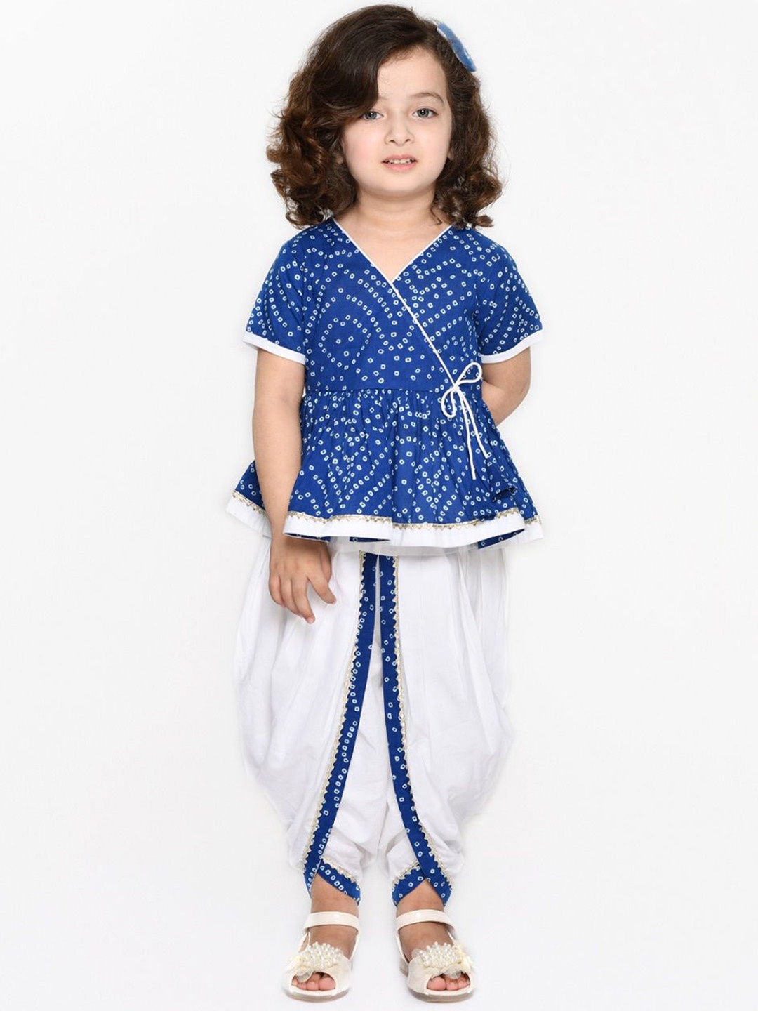 SAKA DESIGNS Girls Bandhani Printed Pure Cotton Angrakha Anarkali Kurta With Dhoti Pants, Blue
SAKA DESIGNS Girls Bandhani Printed Pure Cotton Angrakha Anarkali Kurta With Dhoti Pants, Blue
