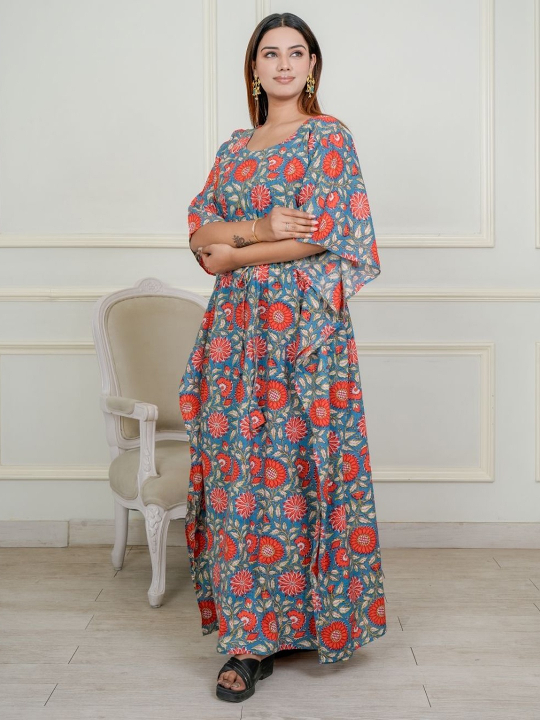 MOTHERHOOD BY SNEHAL Women Cotton V-Neck Floral Printed Maternity Kaftan Dress, Blue
MOTHERHOOD BY SNEHAL Women Cotton V-Neck Floral Printed Maternity Kaftan Dress, Blue