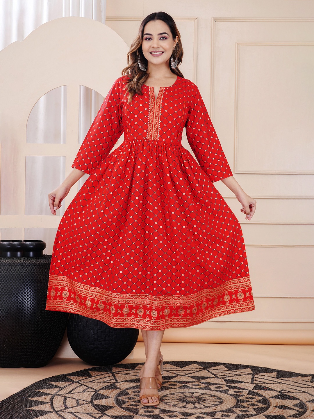 FASHION MIRROR Women Floral Printed Gotta Patti Maternity Gotta Patti Anarkali Kurti, Red
FASHION MIRROR Women Floral Printed Gotta Patti Maternity Gotta Patti Anarkali Kurti, Red