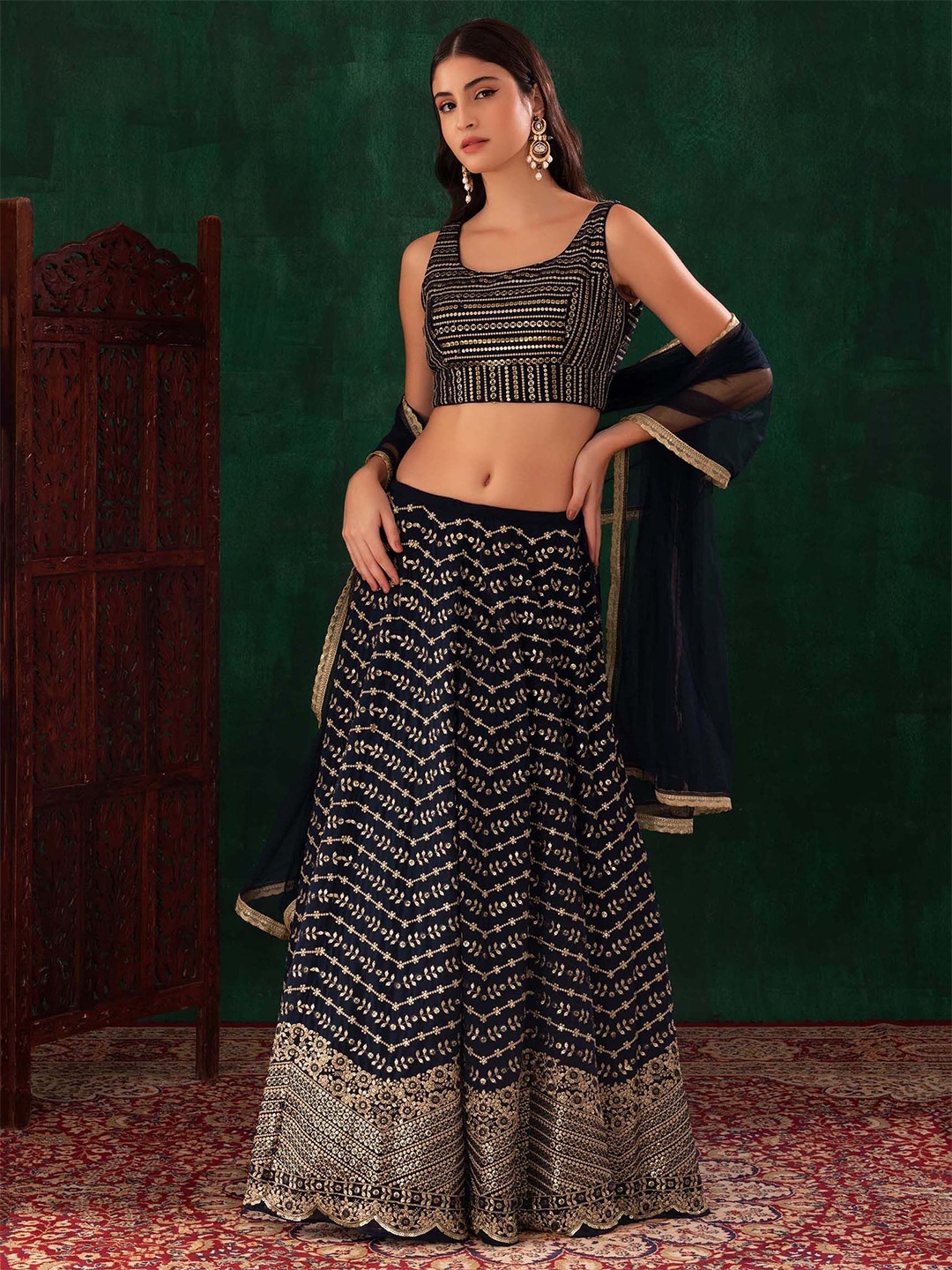 FABPIXEL Embroidered Sequinned Semi-Stitched Lehenga & Unstitched Blouse With Dupatta, Blue
FABPIXEL Embroidered Sequinned Semi-Stitched Lehenga & Unstitched Blouse With Dupatta, Blue