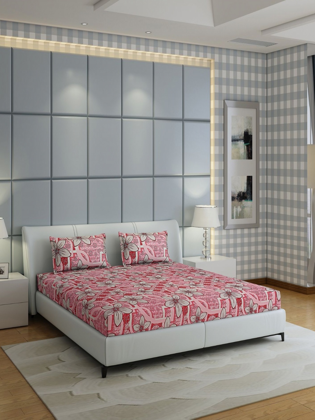 Monte Carlo Fashnik Pink & Grey Floral Cotton 144 TC Queen Bedsheet with 2 Pillow Covers
Monte Carlo Fashnik Pink & Grey Floral Cotton 144 TC Queen Bedsheet with 2 Pillow Covers
