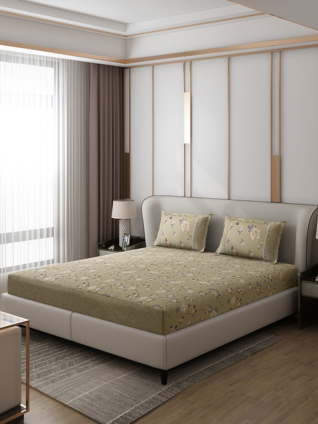 Monte Carlo Essence Olive Green Floral 130 TC King Bedsheet with 2 Pillow Covers
Monte Carlo Essence Olive Green Floral 130 TC King Bedsheet with 2 Pillow Covers