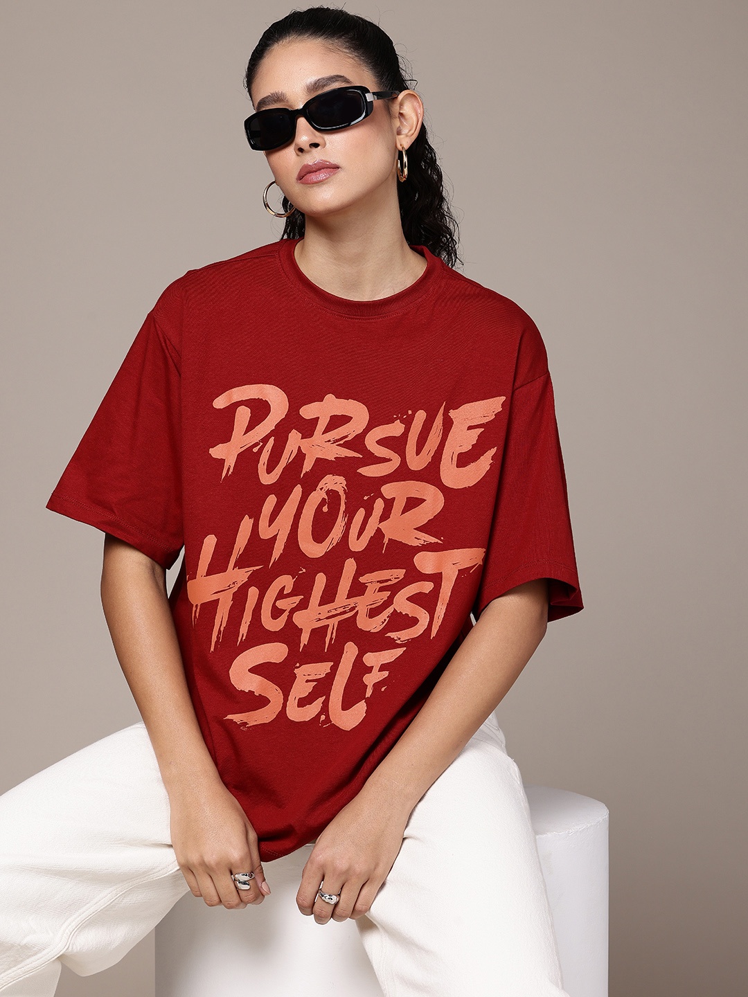 The Roadster Life Co. Printed Drop-Shoulder Sleeves Oversized Pure Cotton T-shirt, Maroon
The Roadster Life Co. Printed Drop-Shoulder Sleeves Oversized Pure Cotton T-shirt, Maroon