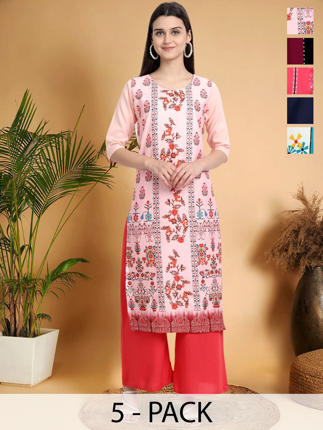 7Threads Selection Of 5 Ethnic Motifs Printed Round Neck Straight Kurtas, Pink
7Threads Selection Of 5 Ethnic Motifs Printed Round Neck Straight Kurtas, Pink