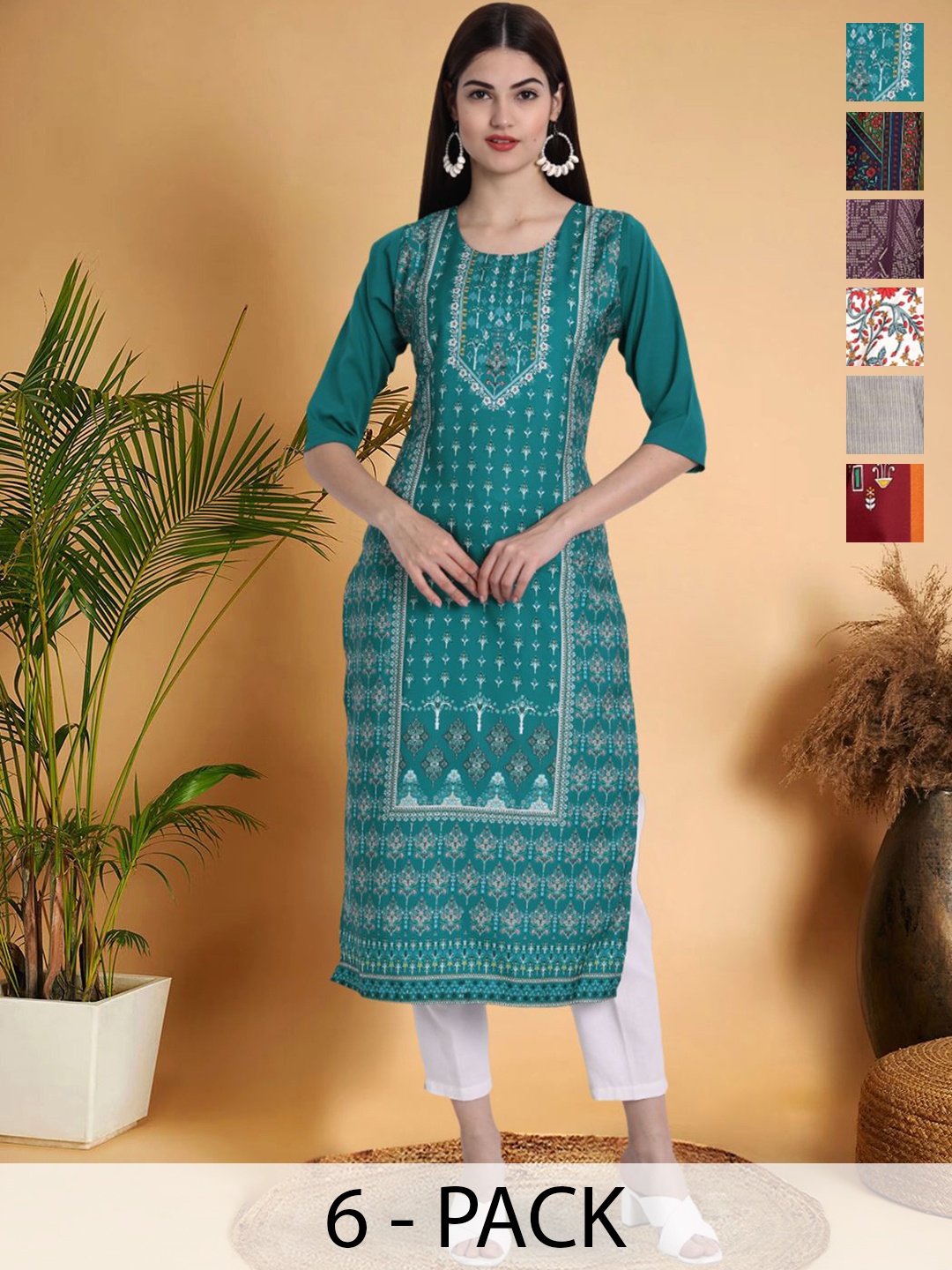 7Threads Selection Of 6 Ethnic Motifs Printed Round Neck Straight Kurtas, Turquoise blue
7Threads Selection Of 6 Ethnic Motifs Printed Round Neck Straight Kurtas, Turquoise blue
