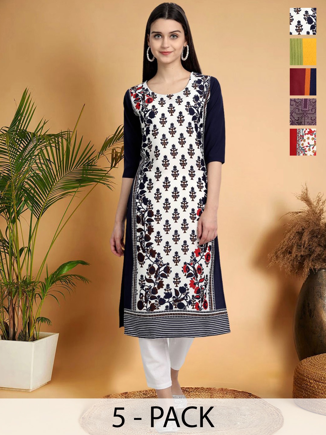 7Threads Selection Of 5 Floral Printed Round Neck Straight Kurtas, Black
7Threads Selection Of 5 Floral Printed Round Neck Straight Kurtas, Black