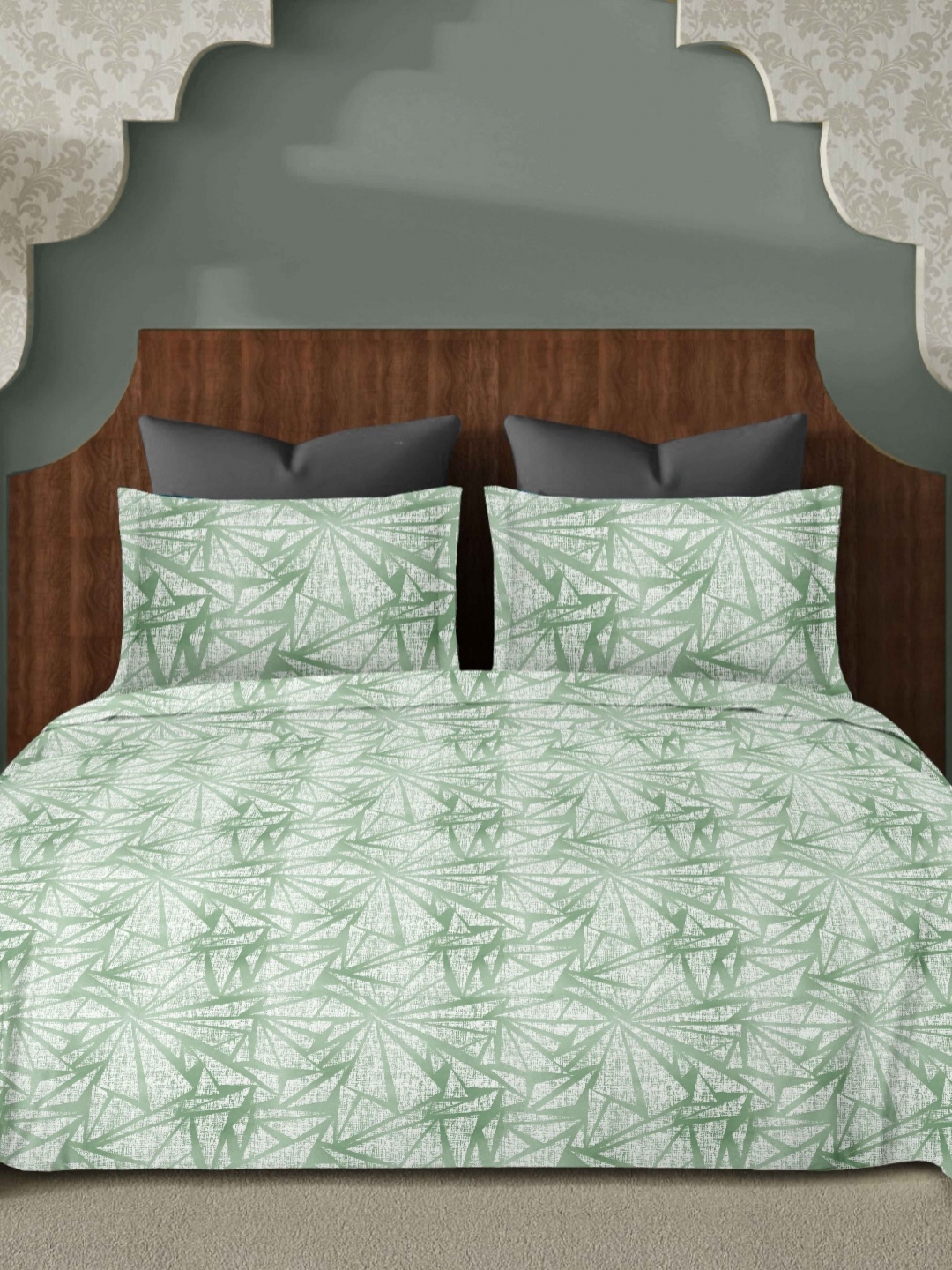 Ariana Green & White Abstract Printed 144 TC Cotton King Bedsheet Set 2.70 m x 2.70 m
Ariana Green & White Abstract Printed 144 TC Cotton King Bedsheet Set 2.70 m x 2.70 m