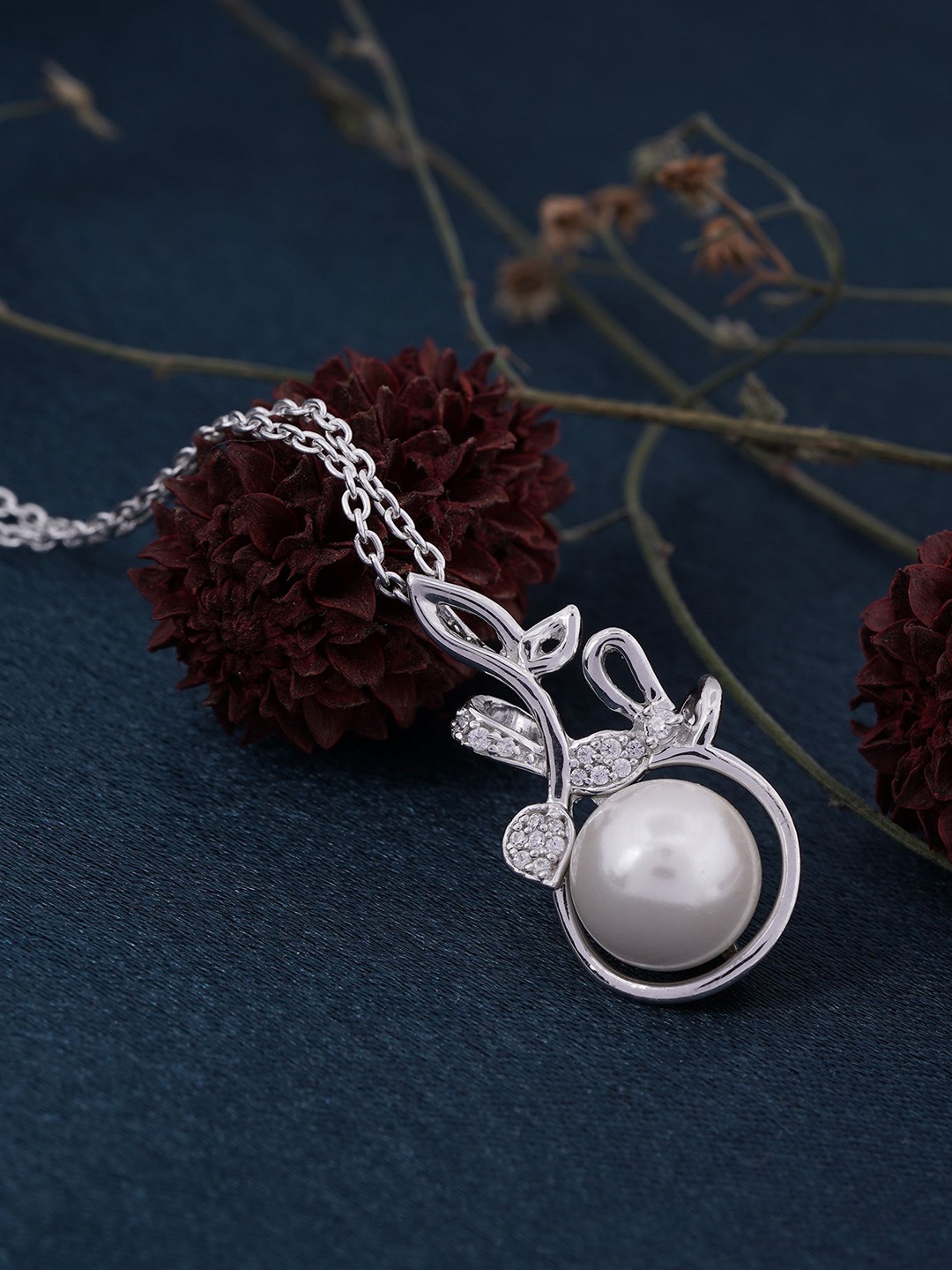 Zalkari Rhodium-Plated Sterling Silver Cubic Zirconia Pearl Circular Pendant With Chain, White
Zalkari Rhodium-Plated Sterling Silver Cubic Zirconia Pearl Circular Pendant With Chain, White
