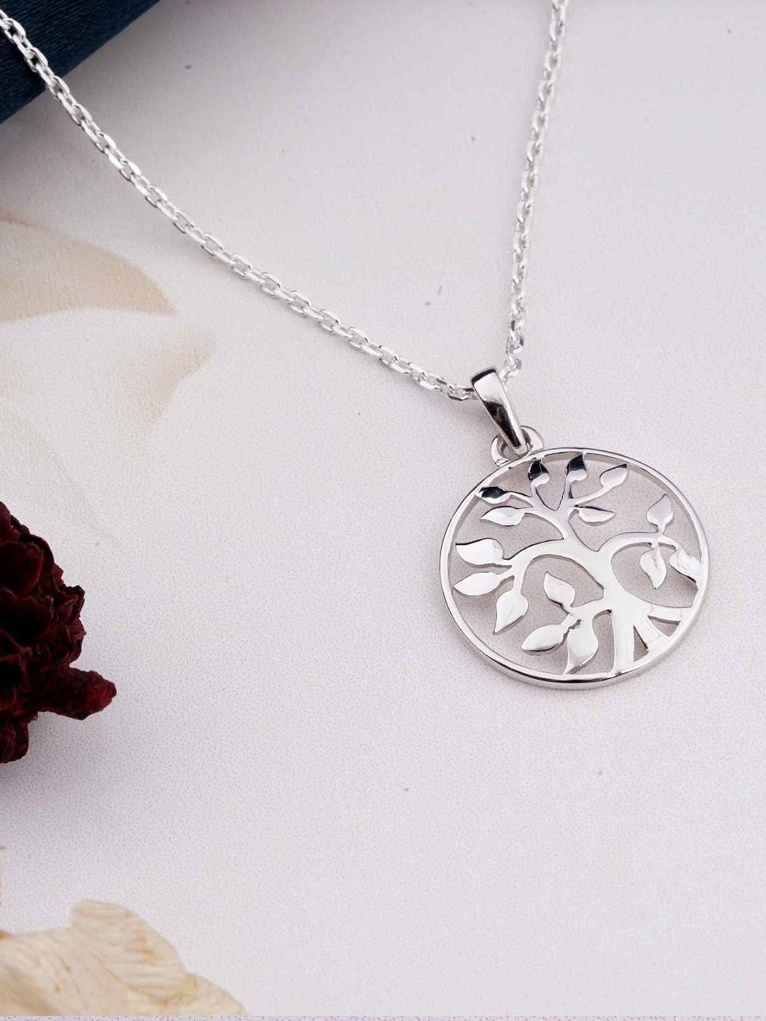 Zalkari Rhodium-Plated Sterling Silver Cubic Zirconia Round Shape Tree Style Pendant
Zalkari Rhodium-Plated Sterling Silver Cubic Zirconia Round Shape Tree Style Pendant