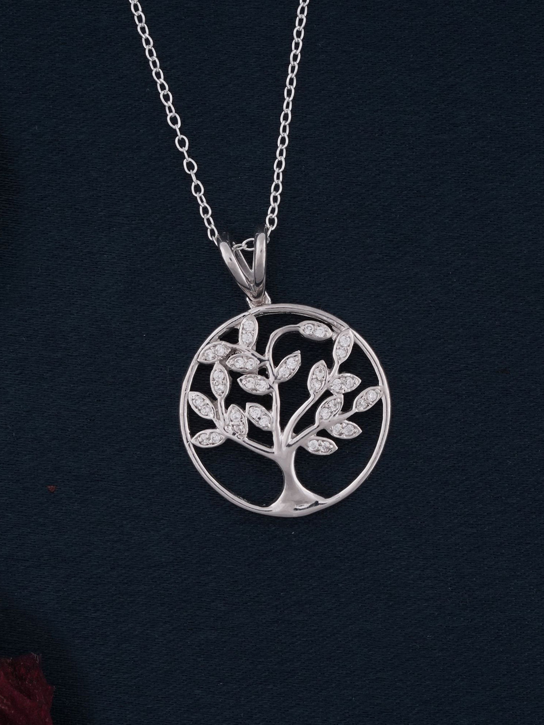 Zalkari Sterling Silver Rhodium-Plated CZ Studded Circular Family Tree Shaped Pendant
Zalkari Sterling Silver Rhodium-Plated CZ Studded Circular Family Tree Shaped Pendant