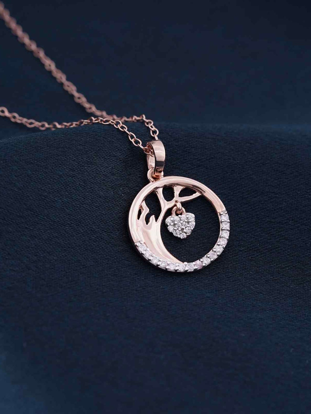 Zalkari Sterling Silver Rhodium-Plated CZ-Studded Tree of Life with Heart Circle Pendant, Rose gold
Zalkari Sterling Silver Rhodium-Plated CZ-Studded Tree of Life with Heart Circle Pendant, Rose gold