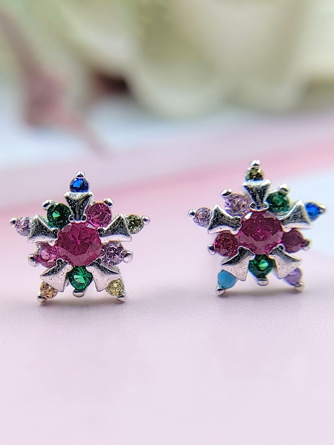 AMONROO 925 Sterling Silver Rhodium-Plated Cubic Zirconia Stones Studded Quirky Studs
AMONROO 925 Sterling Silver Rhodium-Plated Cubic Zirconia Stones Studded Quirky Studs