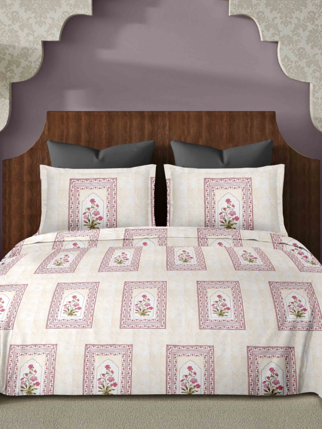 Ariana Purple & Beige Floral Printed 200 TC Cotton King Bedsheet Set 2.70 m x 2.70 m
Ariana Purple & Beige Floral Printed 200 TC Cotton King Bedsheet Set 2.70 m x 2.70 m