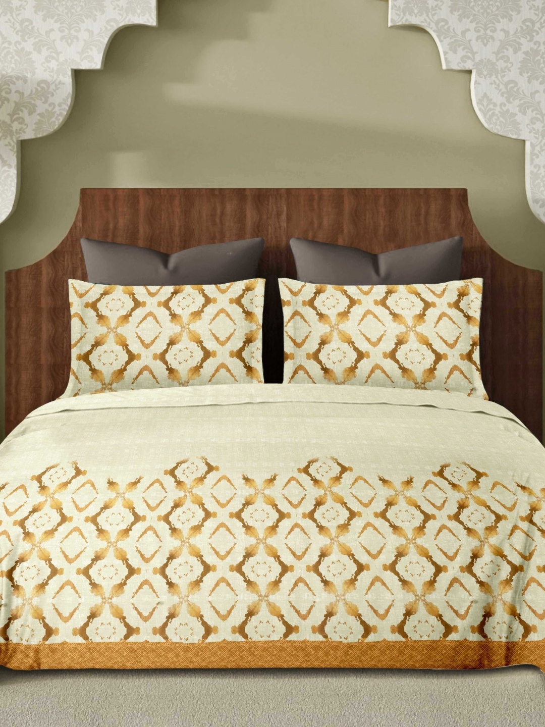 Ariana Yellow & Cream-Coloured Printed 300 TC Cotton King Bedsheet Set 2.70 m x 2.70 m
Ariana Yellow & Cream-Coloured Printed 300 TC Cotton King Bedsheet Set 2.70 m x 2.70 m