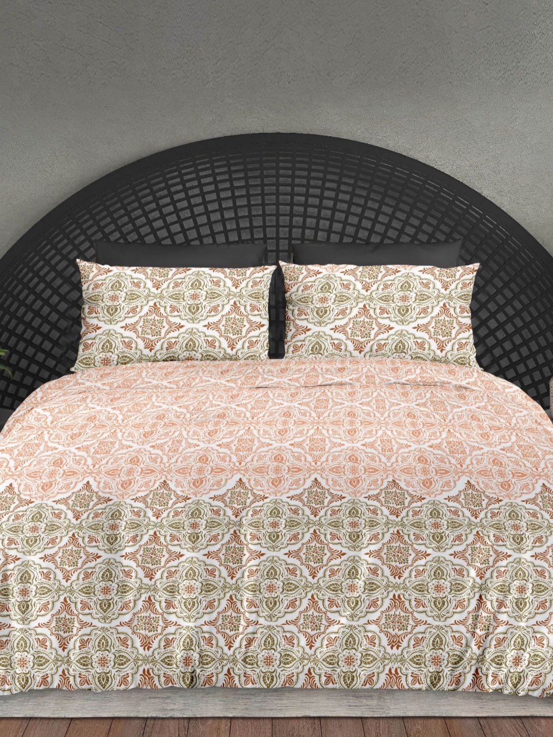 Ariana Orange Colored & White Printed Cotton 300 TC King Bedsheet Set 2.70 m x 2.70 m
Ariana Orange Colored & White Printed Cotton 300 TC King Bedsheet Set 2.70 m x 2.70 m