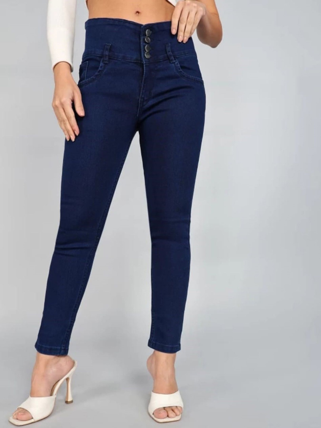 SHREEALAKHIMPEXRAMSINGH Women Skinny Fit Low Distress Stretchable Jeans, Navy blue
SHREEALAKHIMPEXRAMSINGH Women Skinny Fit Low Distress Stretchable Jeans, Navy blue