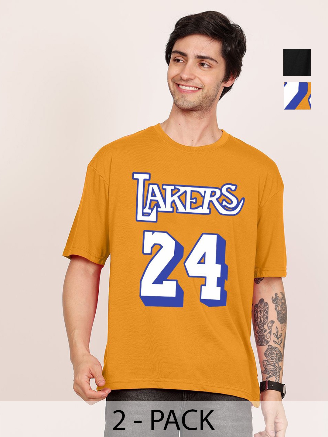 Leotude Men Pack Of 2 Typography Printed Round Neck Cotton Oversized T-shirts, Yellow
Leotude Men Pack Of 2 Typography Printed Round Neck Cotton Oversized T-shirts, Yellow
