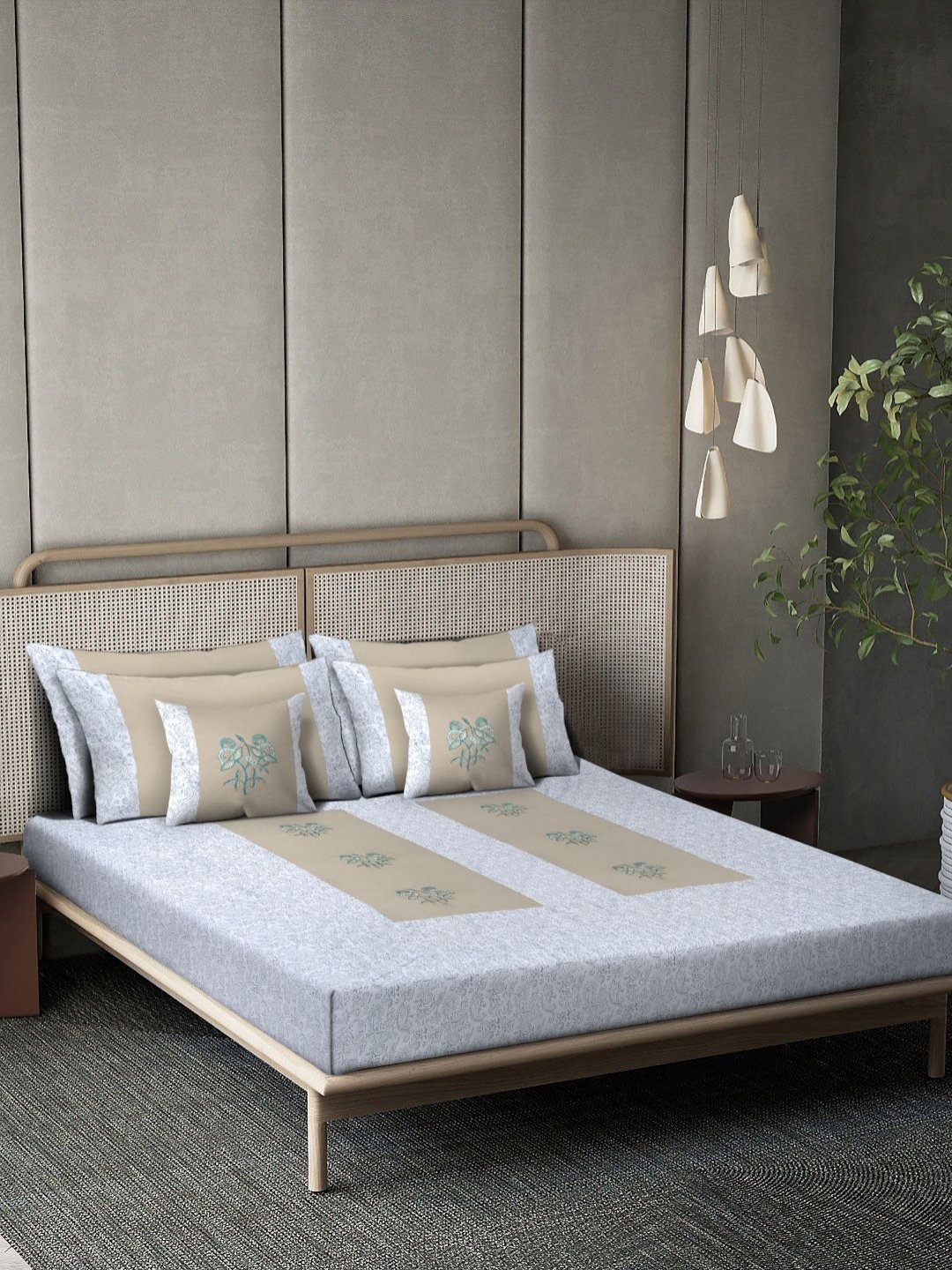 KLOTTHE Embroidered 400TC Cotton Super King Bedsheet With 4 Pillow Covers &2 Cushion Cover, Beige
KLOTTHE Embroidered 400TC Cotton Super King Bedsheet With 4 Pillow Covers &2 Cushion Cover, Beige