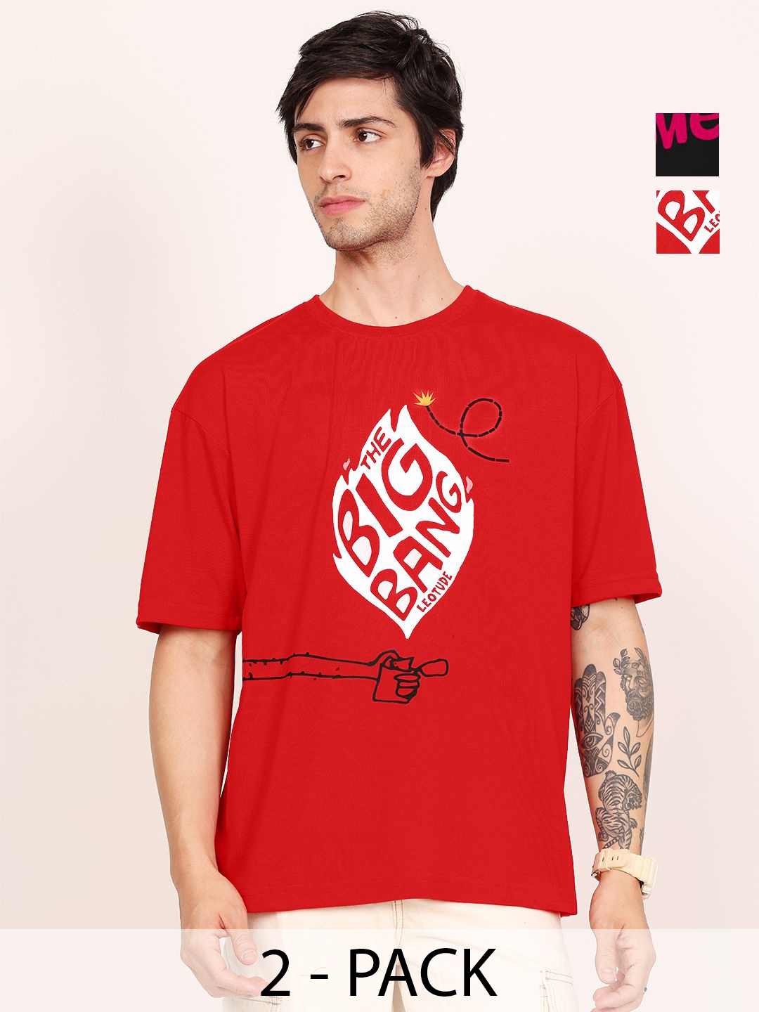 Leotude Men Pack Of 2 Typography Printed Round Neck Cotton Oversized T-shirts, Red
Leotude Men Pack Of 2 Typography Printed Round Neck Cotton Oversized T-shirts, Red