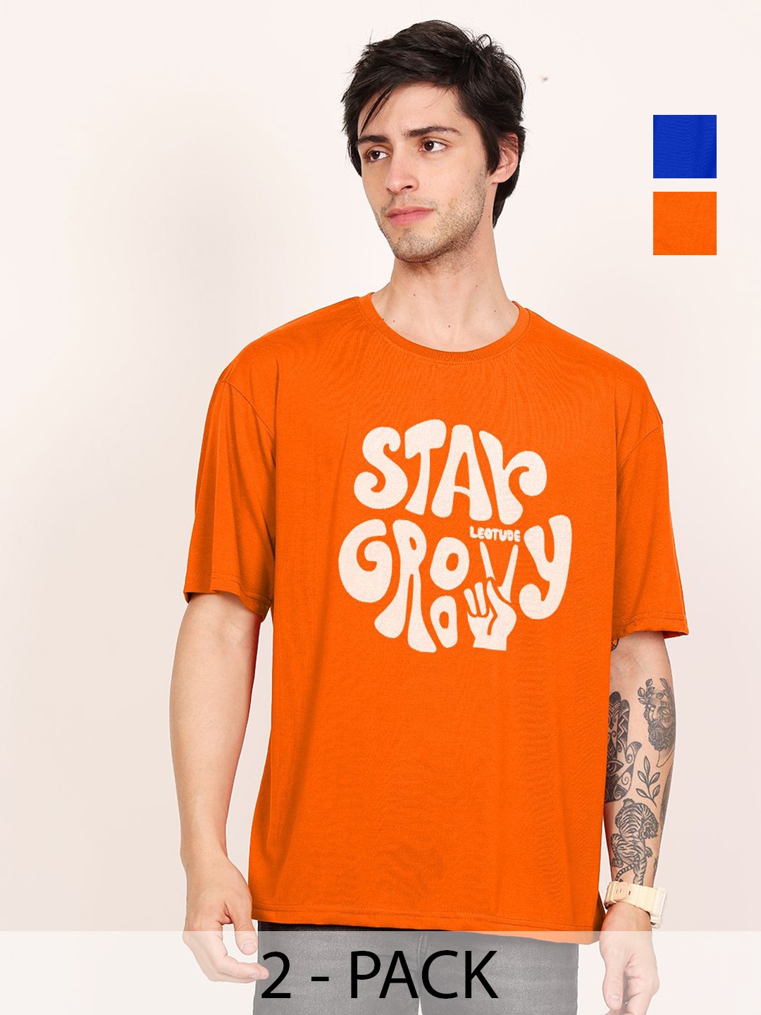 Leotude Men Pack Of 2 Typography Printed Round Neck Cotton Oversized T-shirts, Orange
Leotude Men Pack Of 2 Typography Printed Round Neck Cotton Oversized T-shirts, Orange