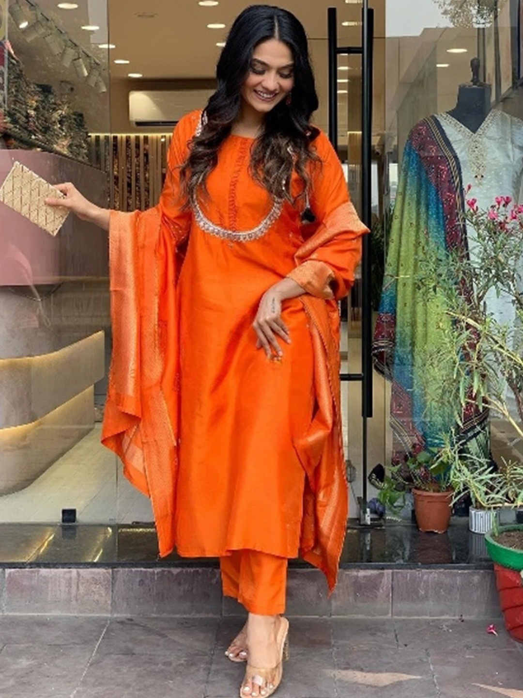 Bought First Ethnic Motifs Embroidered Straight Kurta With Trousers & Dupatta, Orange
Bought First Ethnic Motifs Embroidered Straight Kurta With Trousers & Dupatta, Orange