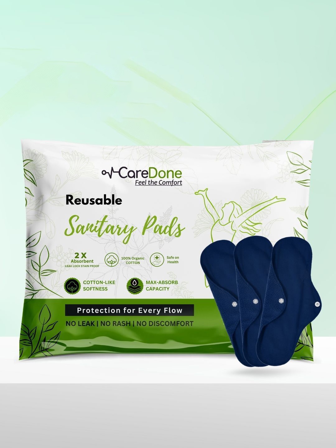 CareDone Set Of 3 Washable & Reusable Comfty Extra Large Organic Cotton Sanitary Pads - Xl, Navy blue
CareDone Set Of 3 Washable & Reusable Comfty Extra Large Organic Cotton Sanitary Pads - Xl, Navy blue