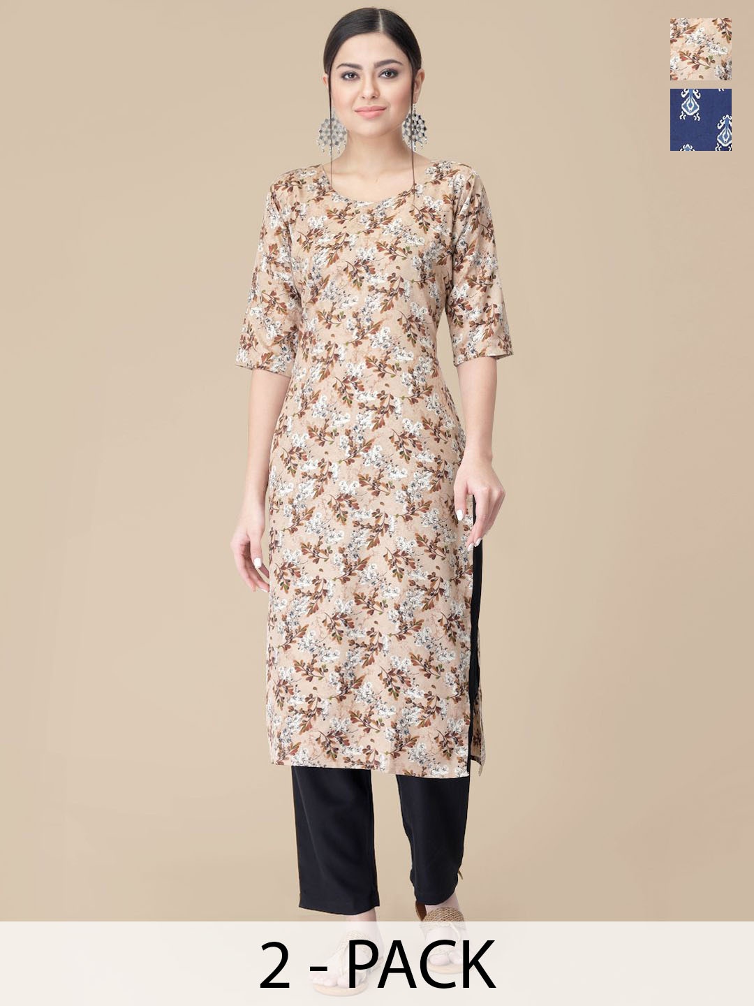 7Threads Selection Of 2 Floral Printed Round Neck Straight Kurtas With Trousers, Beige
7Threads Selection Of 2 Floral Printed Round Neck Straight Kurtas With Trousers, Beige