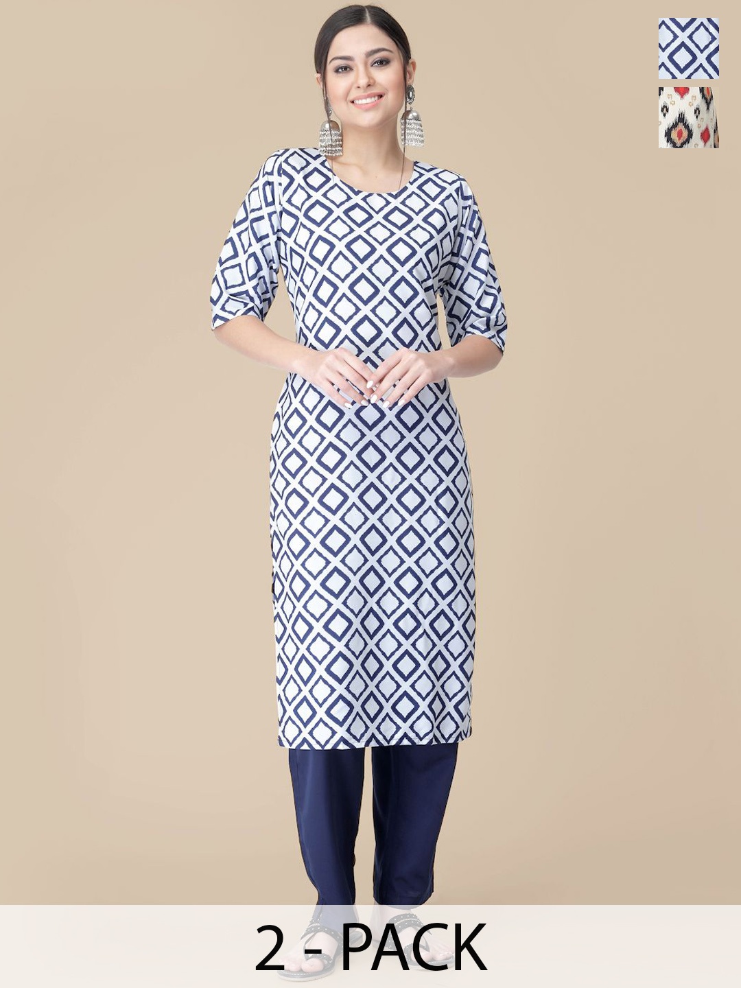 7Threads Selection Of 2 Ethnic Motifs Printed Round Neck Straight Kurtas With Trousers, White
7Threads Selection Of 2 Ethnic Motifs Printed Round Neck Straight Kurtas With Trousers, White