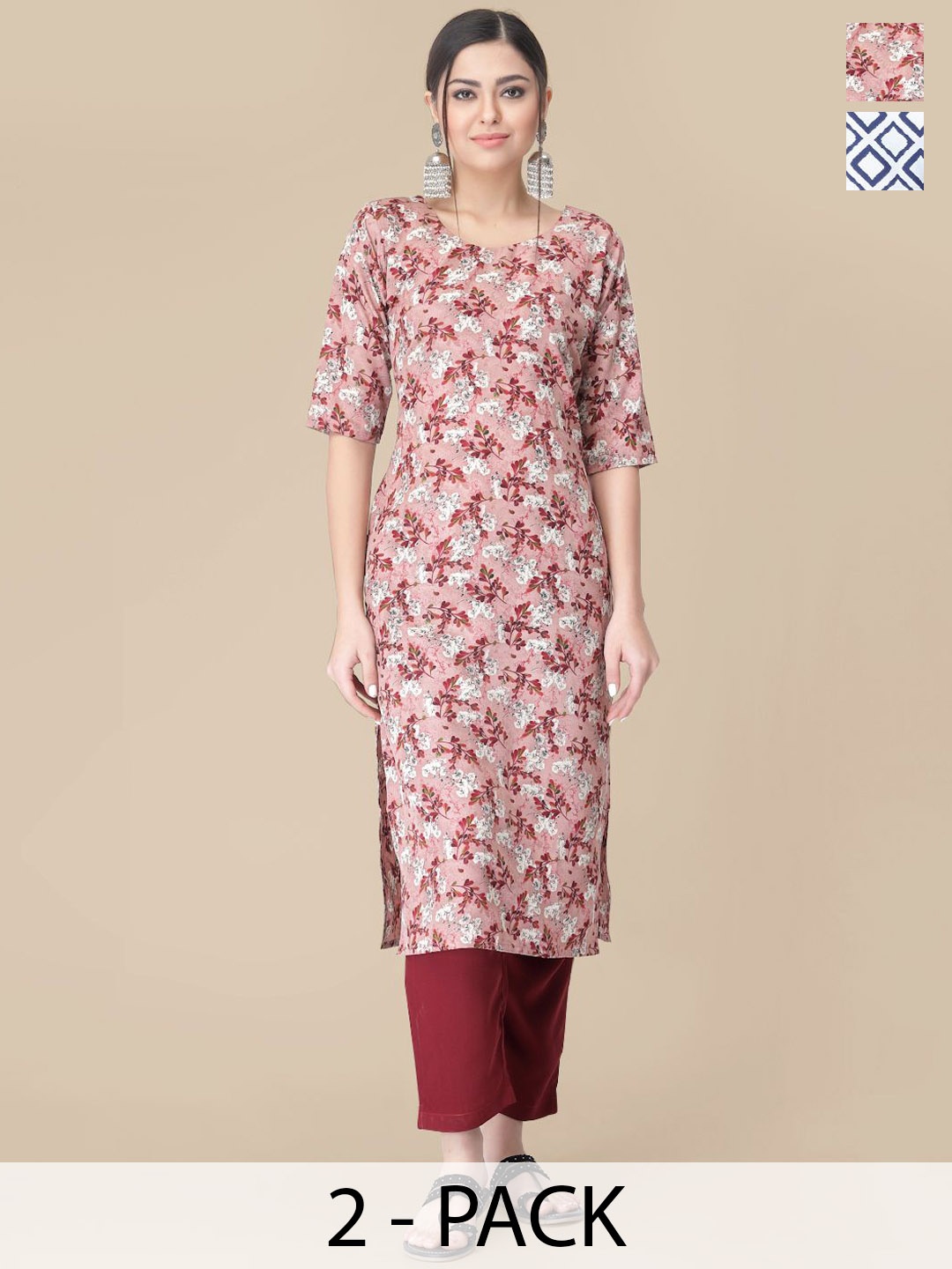 7Threads Selection Of 2 Floral Printed Round Neck Straight Kurtas With Trousers, Pink
7Threads Selection Of 2 Floral Printed Round Neck Straight Kurtas With Trousers, Pink