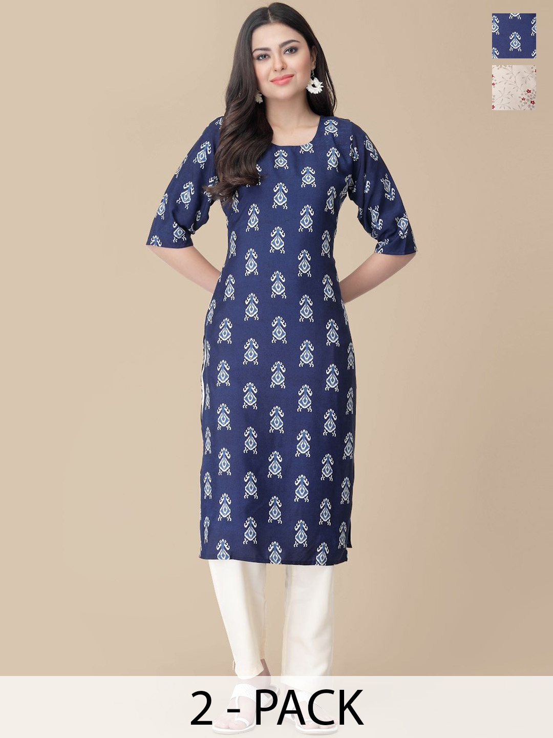 7Threads Selection Of 2 Ethnic Motifs Printed Straight Kurta With Trousers, Navy blue
7Threads Selection Of 2 Ethnic Motifs Printed Straight Kurta With Trousers, Navy blue