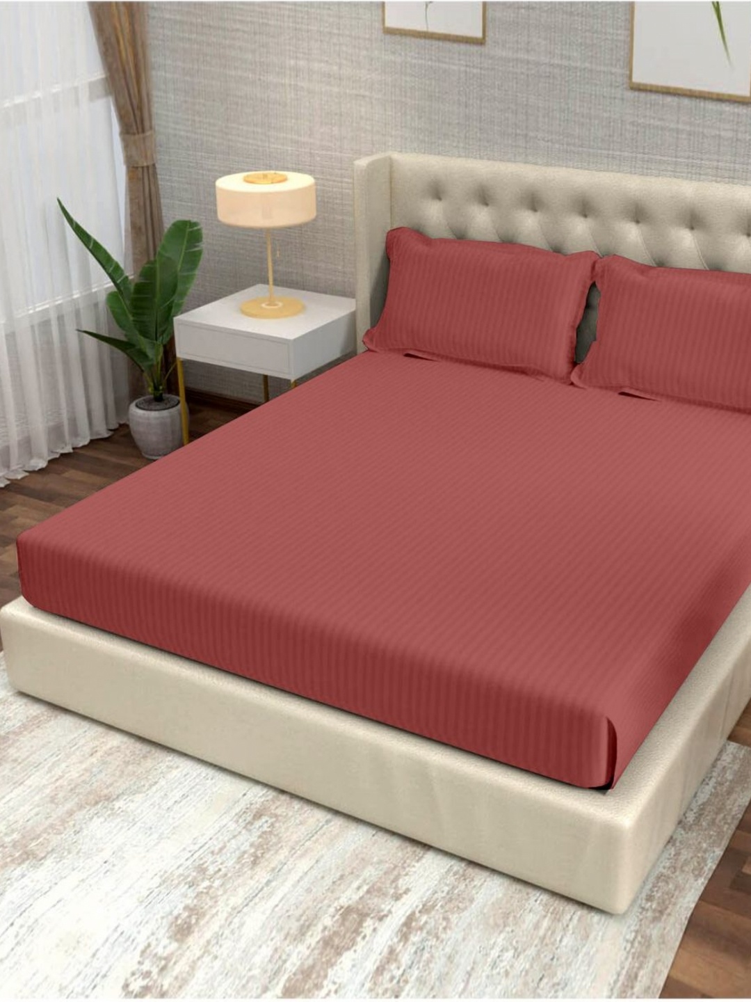 Divine Casa Prisham Red Striped Pure Cotton 210 TC King Bedsheet Set 2.70 m x 2.70 m
Divine Casa Prisham Red Striped Pure Cotton 210 TC King Bedsheet Set 2.70 m x 2.70 m
