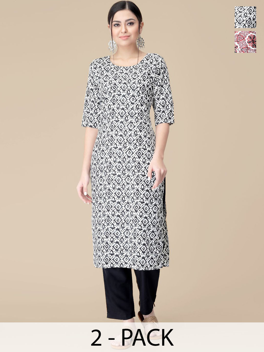 7Threads Selection Of 2 Ethnic Motifs Printed Straight Kurta With Trousers, Black
7Threads Selection Of 2 Ethnic Motifs Printed Straight Kurta With Trousers, Black