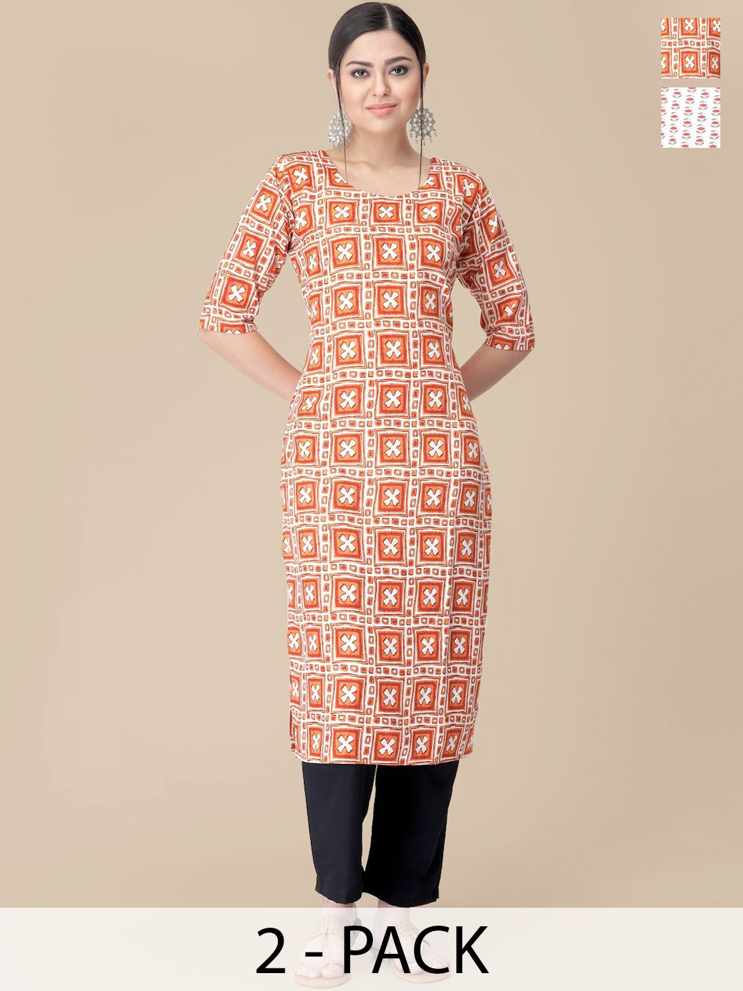 7Threads Selection Of 2 Geometric Printed Round Neck Straight Kurta With Trousers, Orange
7Threads Selection Of 2 Geometric Printed Round Neck Straight Kurta With Trousers, Orange