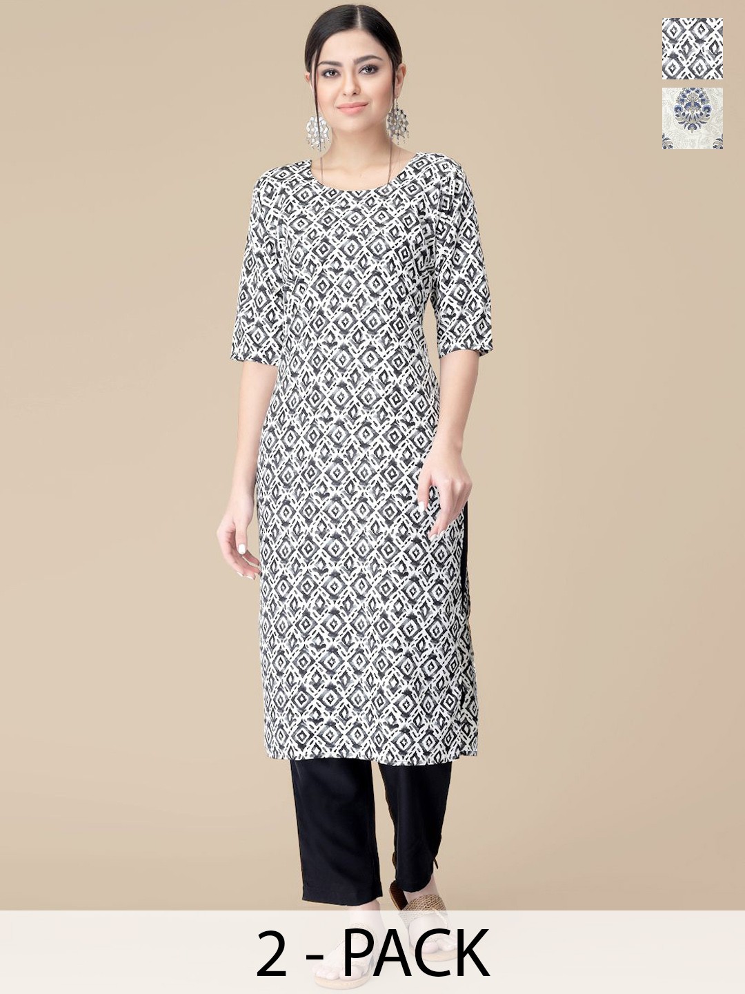 7Threads Selection Of 2 Ethnic Motifs Printed Round Neck Straight Kurta With Trousers, Black
7Threads Selection Of 2 Ethnic Motifs Printed Round Neck Straight Kurta With Trousers, Black
