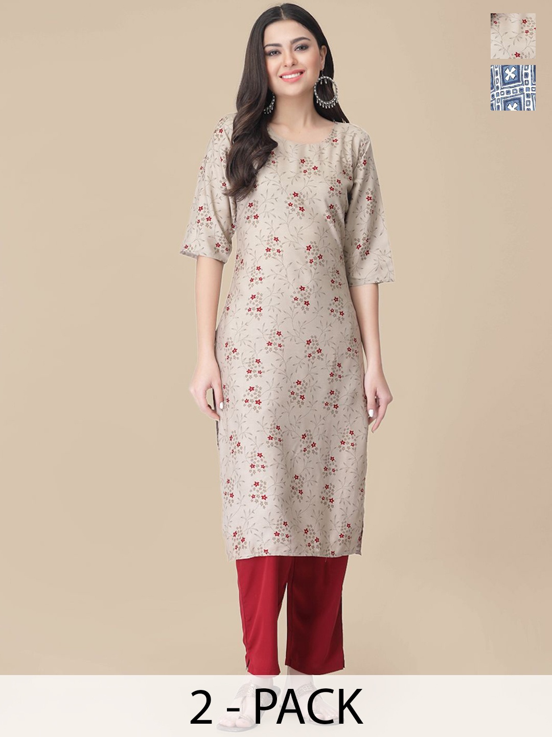 7Threads Selection Of 2 Floral Printed Round Neck Straight Kurta With Trousers, Brown
7Threads Selection Of 2 Floral Printed Round Neck Straight Kurta With Trousers, Brown
