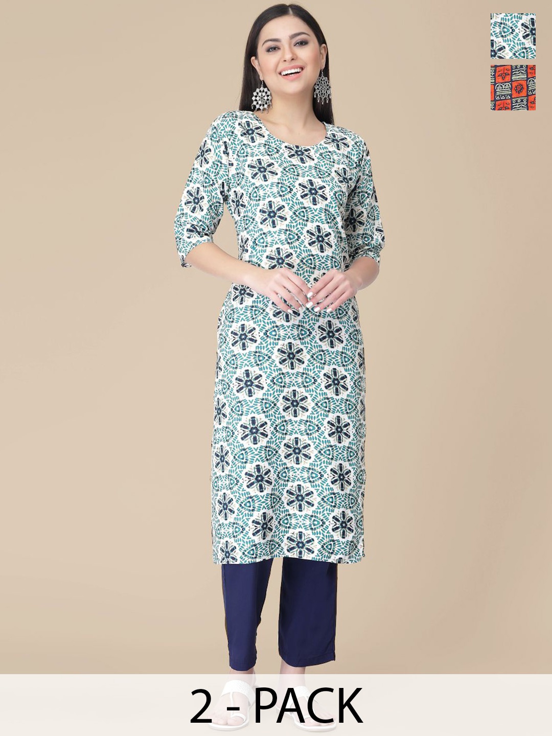 7Threads Selection Of 2 Ethnic Motifs Printed Round Neck Straight Kurta With Trousers, Blue
7Threads Selection Of 2 Ethnic Motifs Printed Round Neck Straight Kurta With Trousers, Blue