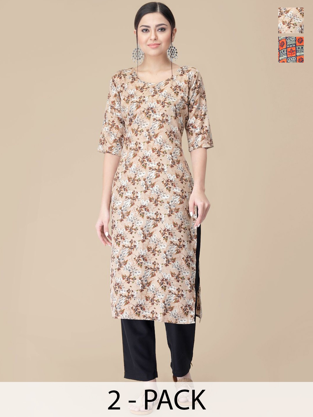 7Threads Selection Of 2 Floral Printed Round Neck Straight Kurta With Trousers, Brown
7Threads Selection Of 2 Floral Printed Round Neck Straight Kurta With Trousers, Brown